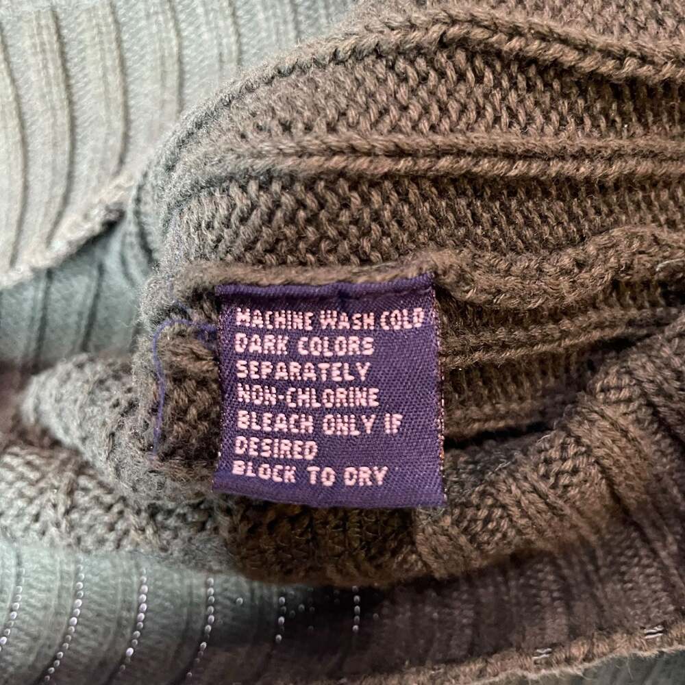 Chaps Ralph Lauren Sweater Mens L Green Ribbed Crewneck Cotton - Picture 7 of 8